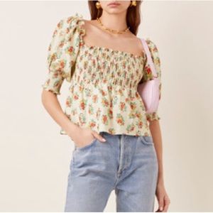 RIXO KATARINA LINEN TOP